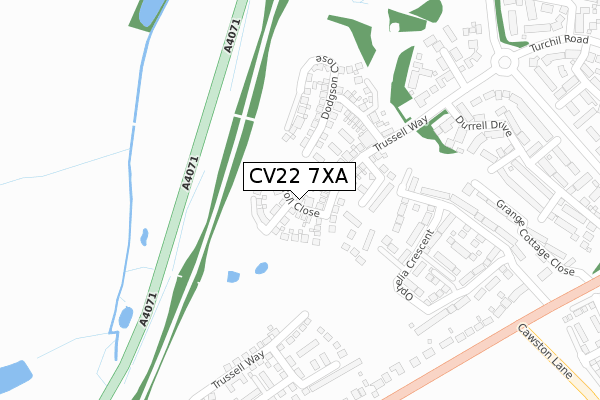 CV22 7XA map - large scale - OS Open Zoomstack (Ordnance Survey)