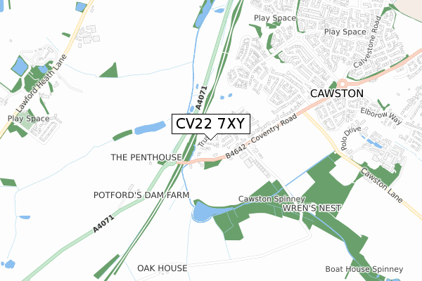 CV22 7XY map - small scale - OS Open Zoomstack (Ordnance Survey)