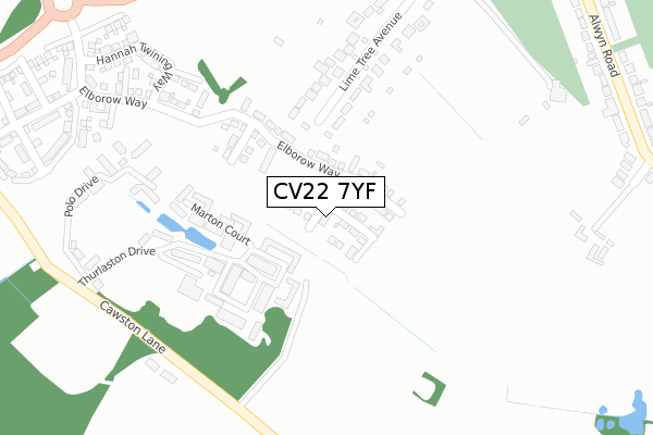 CV22 7YF map - large scale - OS Open Zoomstack (Ordnance Survey)