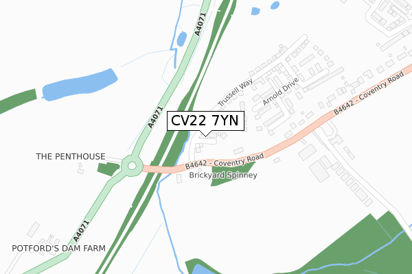 CV22 7YN map - large scale - OS Open Zoomstack (Ordnance Survey)