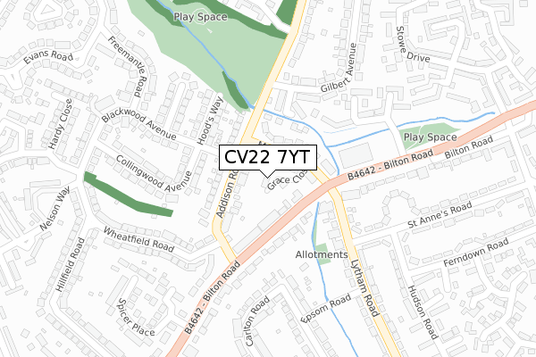 CV22 7YT map - large scale - OS Open Zoomstack (Ordnance Survey)