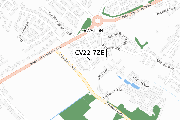 CV22 7ZE map - large scale - OS Open Zoomstack (Ordnance Survey)