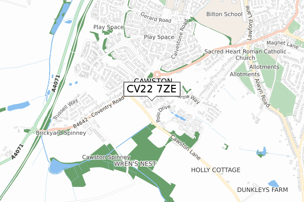 CV22 7ZE map - small scale - OS Open Zoomstack (Ordnance Survey)