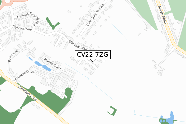 CV22 7ZG map - large scale - OS Open Zoomstack (Ordnance Survey)