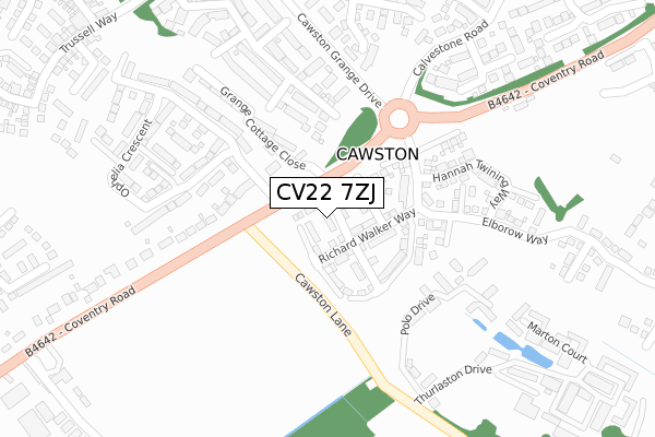 CV22 7ZJ map - large scale - OS Open Zoomstack (Ordnance Survey)