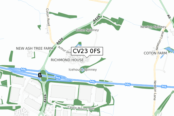 CV23 0FS map - small scale - OS Open Zoomstack (Ordnance Survey)