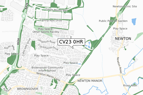 CV23 0HR map - small scale - OS Open Zoomstack (Ordnance Survey)