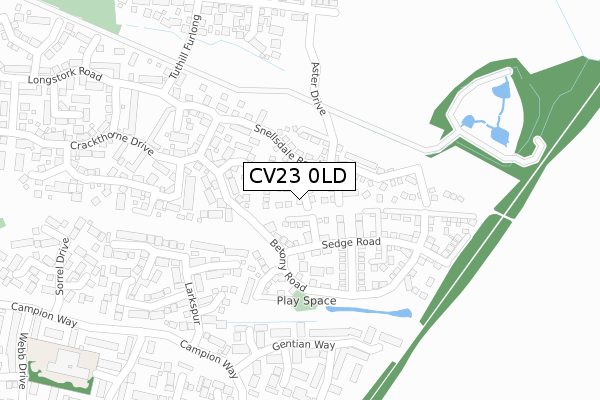 CV23 0LD map - large scale - OS Open Zoomstack (Ordnance Survey)