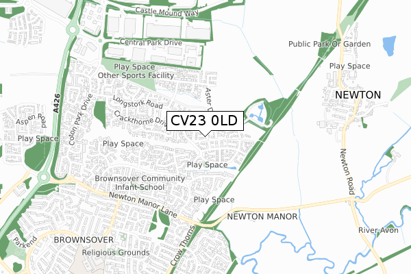 CV23 0LD map - small scale - OS Open Zoomstack (Ordnance Survey)