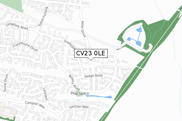CV23 0LE map - large scale - OS Open Zoomstack (Ordnance Survey)