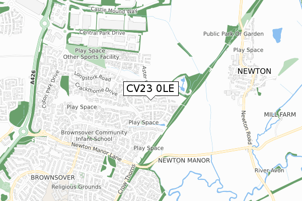 CV23 0LE map - small scale - OS Open Zoomstack (Ordnance Survey)