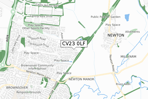 CV23 0LF map - small scale - OS Open Zoomstack (Ordnance Survey)