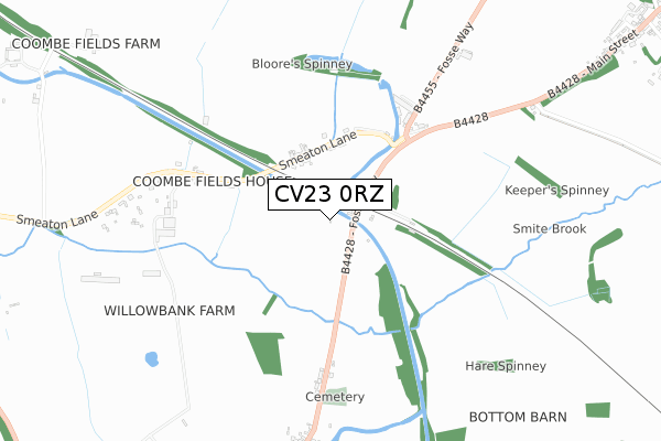 CV23 0RZ map - small scale - OS Open Zoomstack (Ordnance Survey)