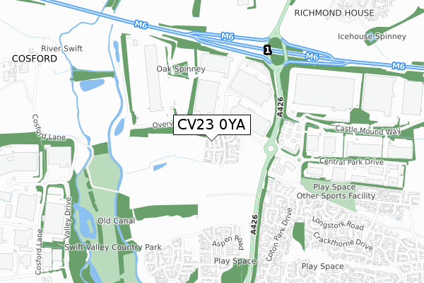 CV23 0YA map - small scale - OS Open Zoomstack (Ordnance Survey)