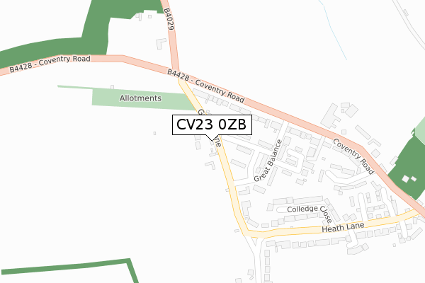 CV23 0ZB map - large scale - OS Open Zoomstack (Ordnance Survey)
