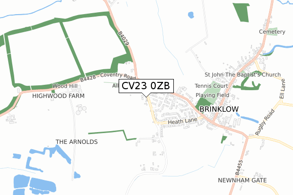 CV23 0ZB map - small scale - OS Open Zoomstack (Ordnance Survey)
