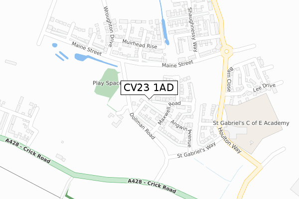 CV23 1AD map - large scale - OS Open Zoomstack (Ordnance Survey)