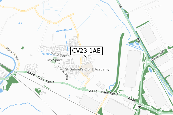 CV23 1AE map - small scale - OS Open Zoomstack (Ordnance Survey)