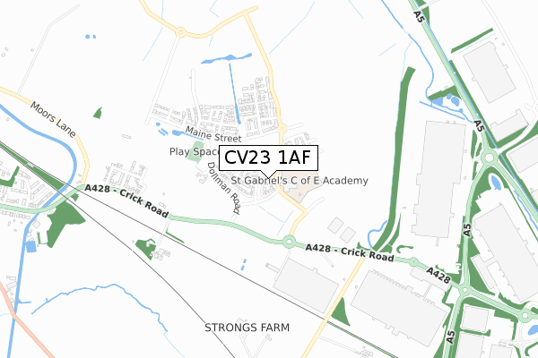 CV23 1AF map - small scale - OS Open Zoomstack (Ordnance Survey)