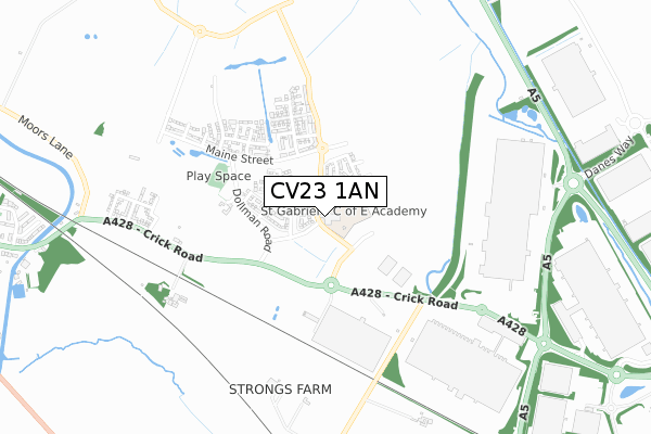 CV23 1AN map - small scale - OS Open Zoomstack (Ordnance Survey)