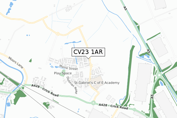 CV23 1AR map - small scale - OS Open Zoomstack (Ordnance Survey)