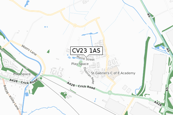 CV23 1AS map - small scale - OS Open Zoomstack (Ordnance Survey)