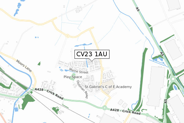 CV23 1AU map - small scale - OS Open Zoomstack (Ordnance Survey)