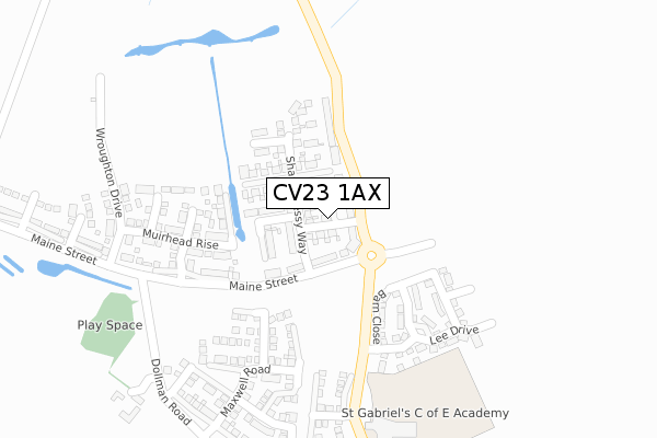 CV23 1AX map - large scale - OS Open Zoomstack (Ordnance Survey)