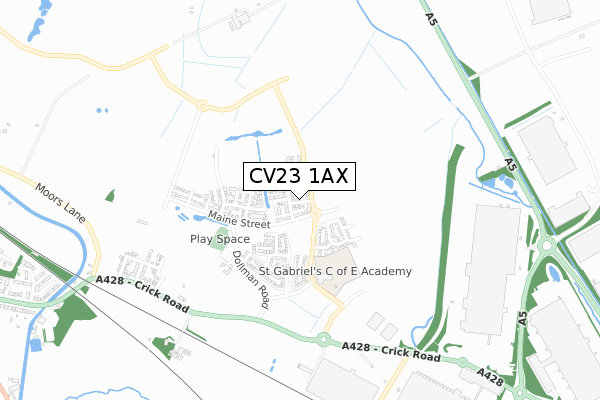 CV23 1AX map - small scale - OS Open Zoomstack (Ordnance Survey)