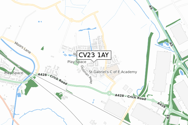 CV23 1AY map - small scale - OS Open Zoomstack (Ordnance Survey)