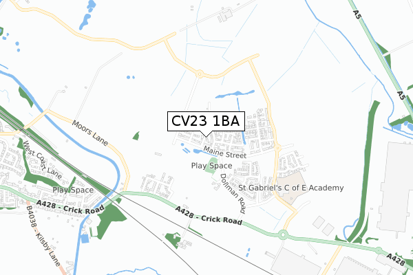 CV23 1BA map - small scale - OS Open Zoomstack (Ordnance Survey)