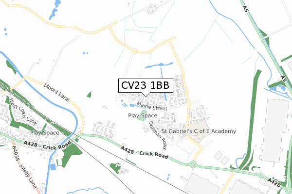 CV23 1BB map - small scale - OS Open Zoomstack (Ordnance Survey)