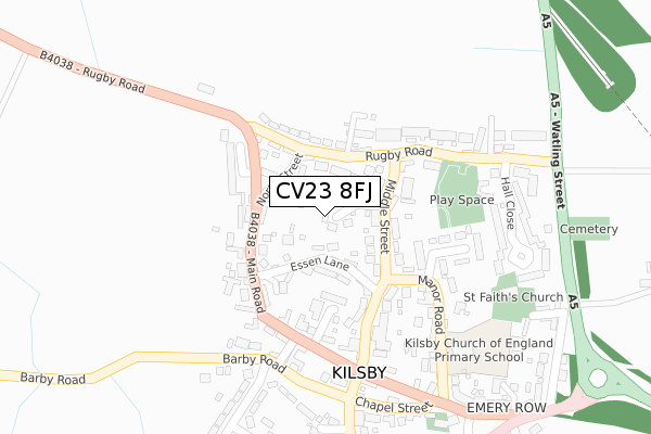 CV23 8FJ map - large scale - OS Open Zoomstack (Ordnance Survey)