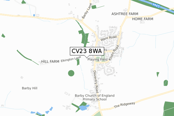 CV23 8WA map - small scale - OS Open Zoomstack (Ordnance Survey)