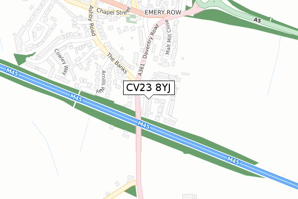 CV23 8YJ map - large scale - OS Open Zoomstack (Ordnance Survey)