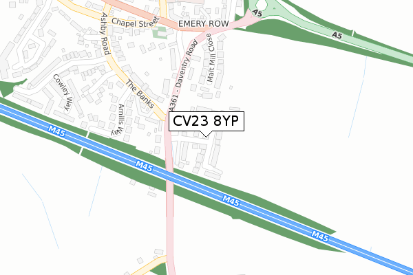 CV23 8YP map - large scale - OS Open Zoomstack (Ordnance Survey)