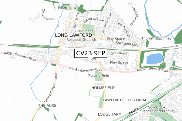 CV23 9FP map - small scale - OS Open Zoomstack (Ordnance Survey)