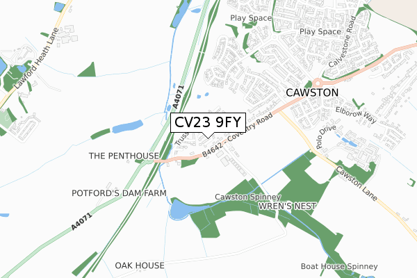 CV23 9FY map - small scale - OS Open Zoomstack (Ordnance Survey)