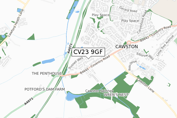 CV23 9GF map - small scale - OS Open Zoomstack (Ordnance Survey)