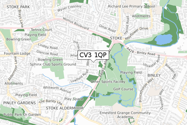 CV3 1QP map - small scale - OS Open Zoomstack (Ordnance Survey) CV3 1QP map - small scale - OS Open Zoomstack (Ordnance Survey)