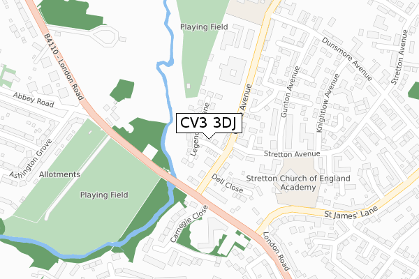 CV3 3DJ map - large scale - OS Open Zoomstack (Ordnance Survey)