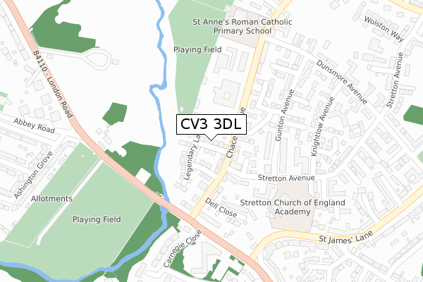 CV3 3DL map - large scale - OS Open Zoomstack (Ordnance Survey)
