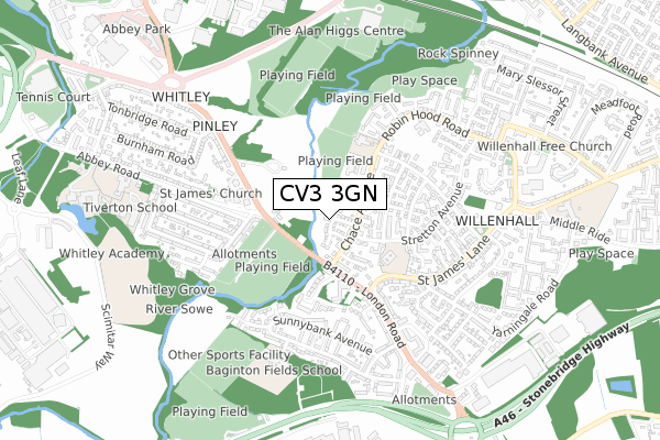 CV3 3GN map - small scale - OS Open Zoomstack (Ordnance Survey) CV3 3GN map - small scale - OS Open Zoomstack (Ordnance Survey)