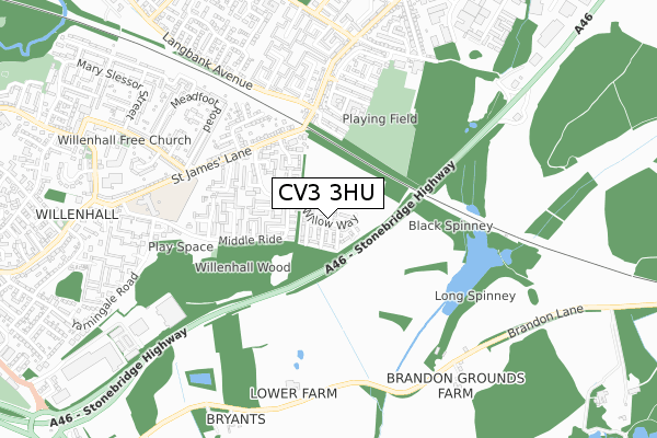 CV3 3HU map - small scale - OS Open Zoomstack (Ordnance Survey) CV3 3HU map - small scale - OS Open Zoomstack (Ordnance Survey)
