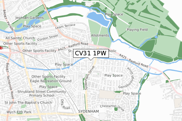 CV31 1PW map - small scale - OS Open Zoomstack (Ordnance Survey) CV31 1PW map - small scale - OS Open Zoomstack (Ordnance Survey)