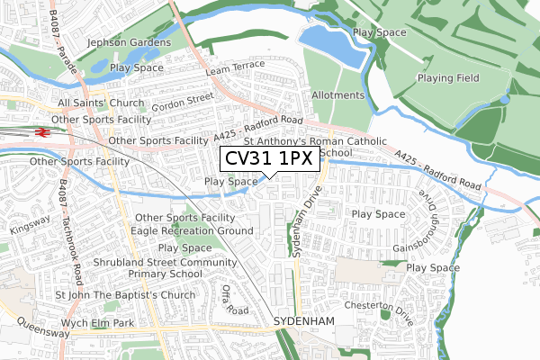 CV31 1PX map - small scale - OS Open Zoomstack (Ordnance Survey)