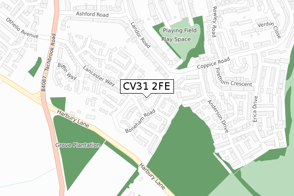 CV31 2FE map - large scale - OS Open Zoomstack (Ordnance Survey)