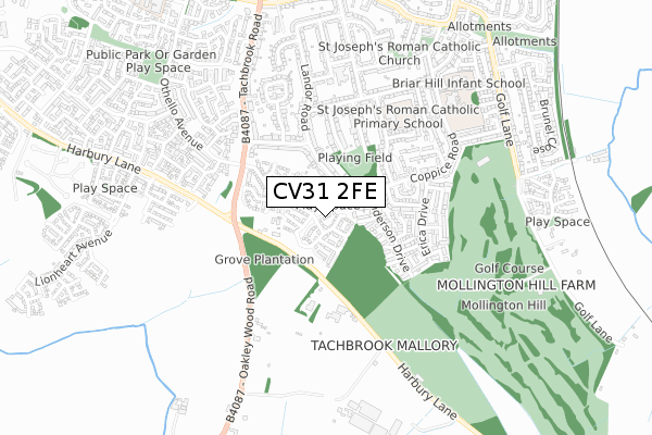 CV31 2FE map - small scale - OS Open Zoomstack (Ordnance Survey)