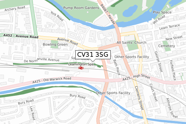 CV31 3SG map - large scale - OS Open Zoomstack (Ordnance Survey)