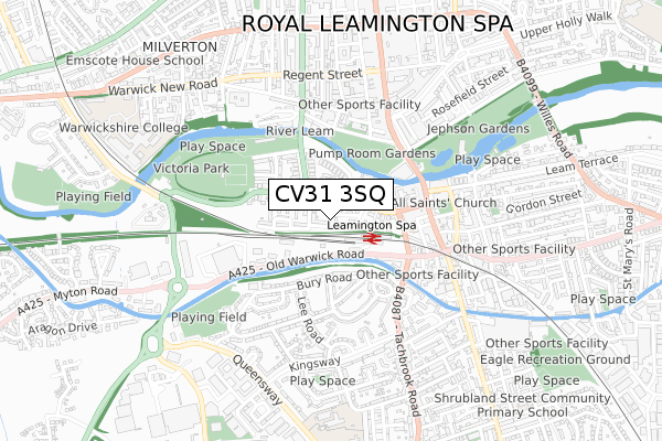 CV31 3SQ map - small scale - OS Open Zoomstack (Ordnance Survey) CV31 3SQ map - small scale - OS Open Zoomstack (Ordnance Survey)